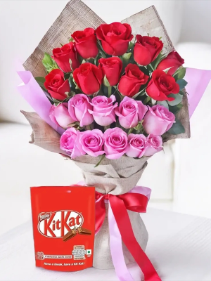  Antalya Lara Send Flowers - Pink and Red Rose Bouquet + Delicious Chocolate